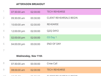 event-production-schedule